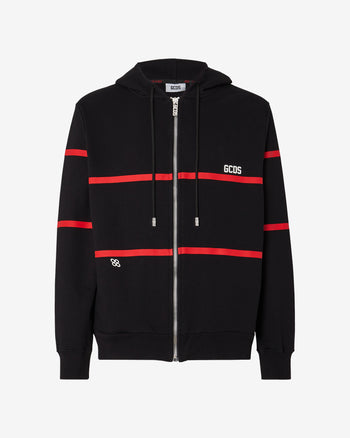 Gcds Low Logo Band Zip-Up Hoodie | Men Hoodie Black | GCDS Spring/Summer 2023